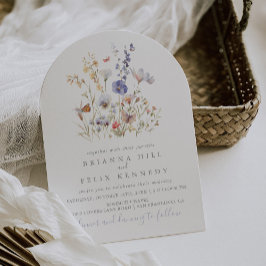 Convite Casamento Artístico De Flor Selvagem De Verão Mult