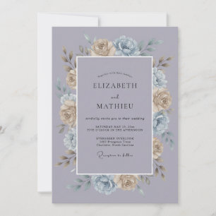 Convite Casamento Artístico de Inverno com Lavanda Suave