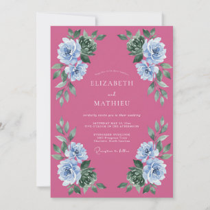 Convite Casamento Artístico de Verão Magenta