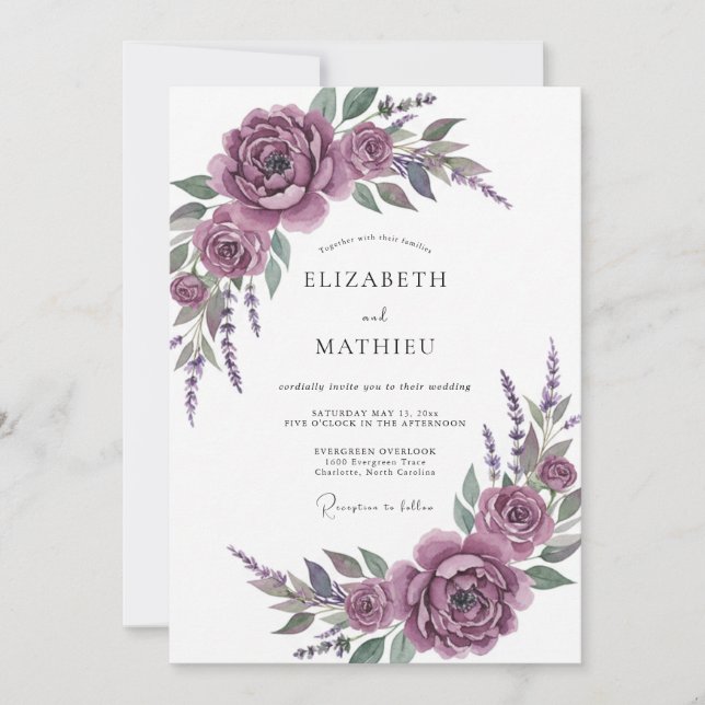 Convite Casamento Artístico Flor de Ameixa (Frente)