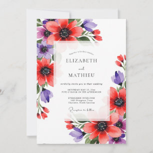 Convite Casamento Artístico Flor de Violeta Coral