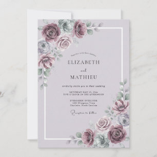 Convite Casamento Artístico Floral Rosa Empoeirado