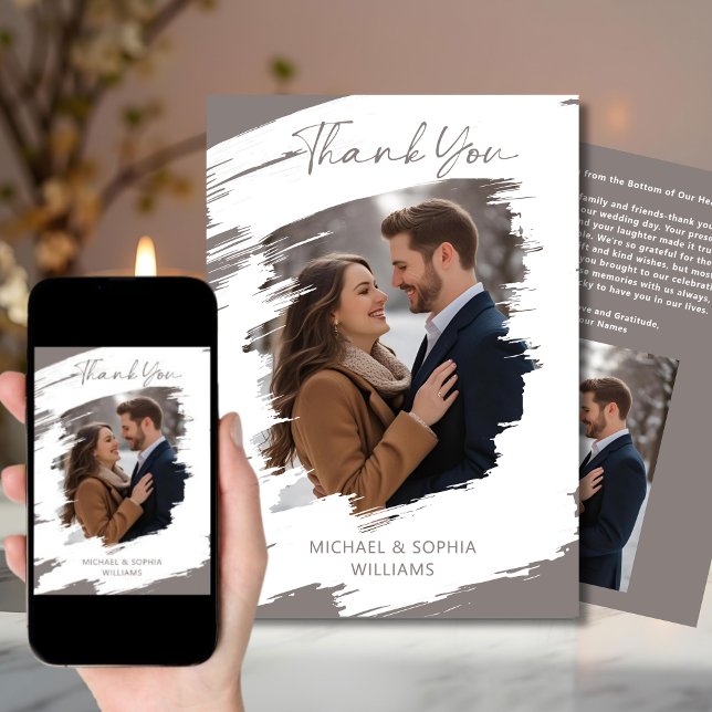 Convite Casamento Artístico Moderno Agradecimento Inverno  (Criador carregado)