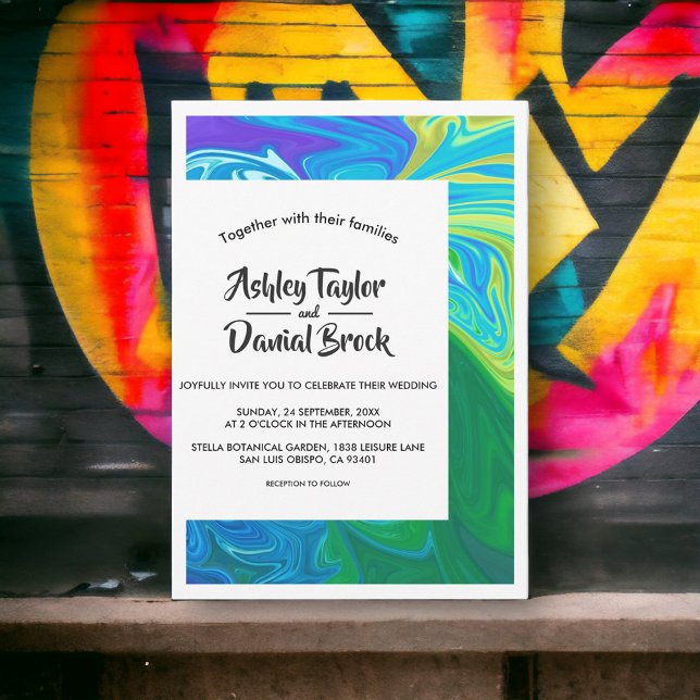 Convite Casamento Artístico Moderno Elegante Abstrato Fine (Criador carregado)