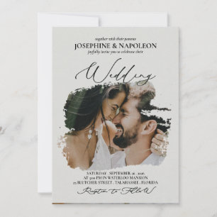 Convite Casamento artístico romântico moderno e elegante