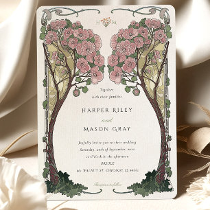 Convite Casamento Árvore Arco Floral Art Nouveau