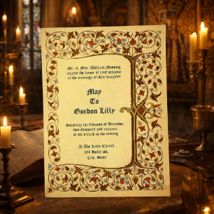 Convite Casamento Árvore de Vinha Floral Estilo Medieval V