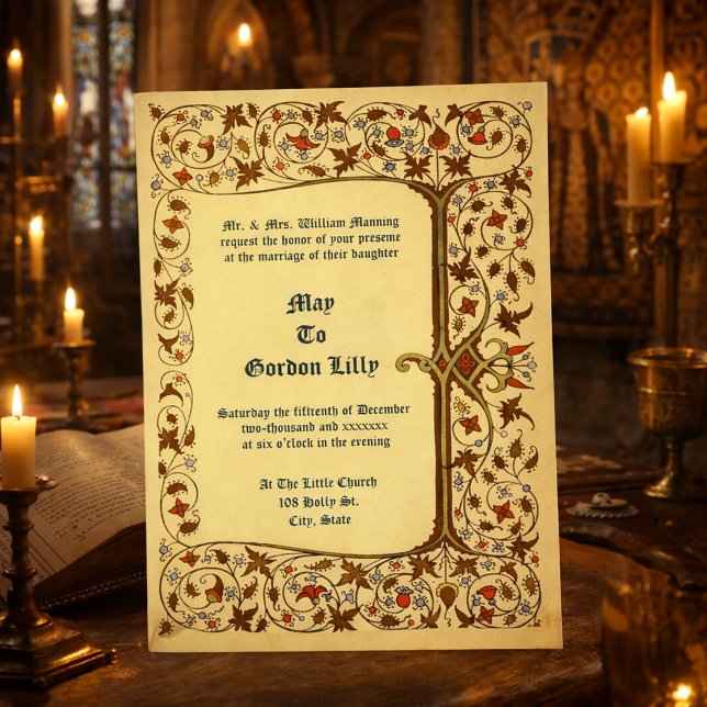 Convite Casamento Árvore de Vinha Floral Estilo Medieval V (Criador carregado)