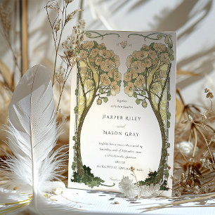 Convite Casamento Árvore do Amor Art Nouveau Vintage