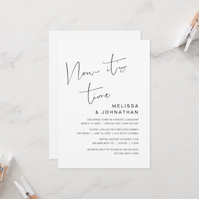 Convite Casamento às escondidas, agora é hora  (Frente/Verso In Situ)