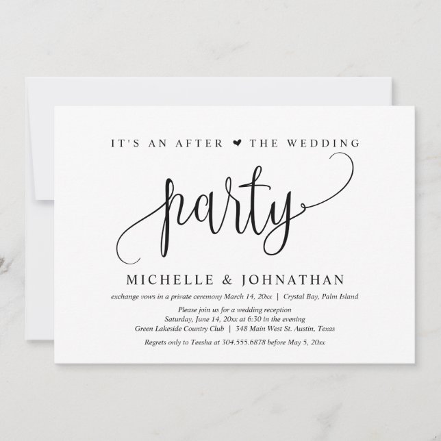 Convite Casamento às escondidas, É uma festa após o casame (Frente)