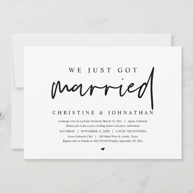 Convite Casamento às Escuras, Acabamos de nos Casar Convit (Frente)