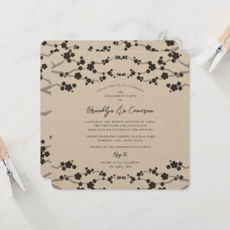 Convite Casamento Asiático de Cerejeira Black Sakura Bloss