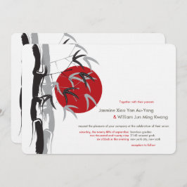 Convite Casamento Asiático do Jardim do Sol Oriental Zen B