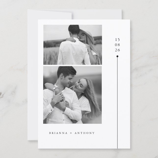 Convite Casamento Atemporal em Preto e Branco com Foto Mod (Frente)
