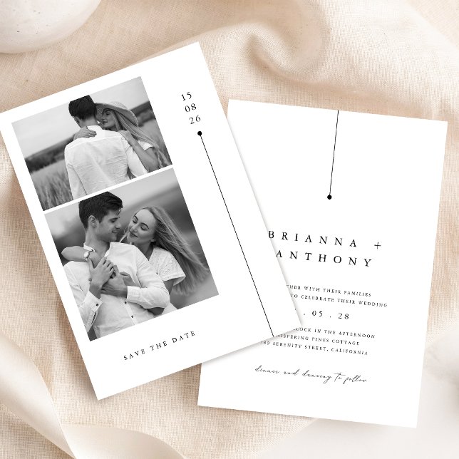 Convite Casamento Atemporal em Preto e Branco com Foto Mod (Criador carregado)
