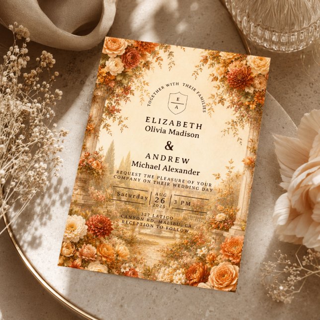 Convite Casamento Atemporal no Jardim de Outono (Criador carregado)