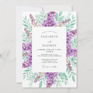Convite Casamento Atraente de Lavanda na Primavera