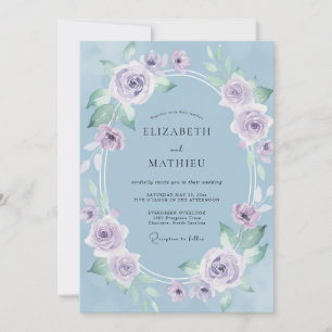 Convite Casamento Atraente de Primavera Azul Céu