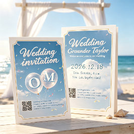 Convite Casamento Azul à Beira-Mar