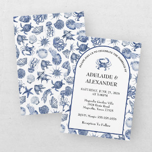 Convite Casamento Azul Água Marinha Costeira Moderna