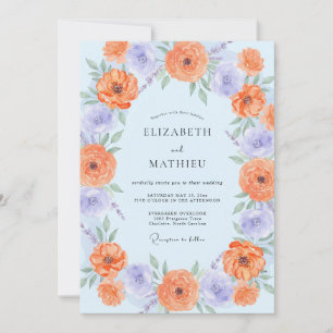 Convite Casamento Azul Azulado Ranunculus Eucalipto