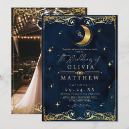 Convite Casamento Azul Celestial Elegante