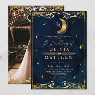 Convite Casamento Azul Celestial Elegante