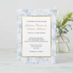 Convite Casamento Azul Claro Chic Bonito