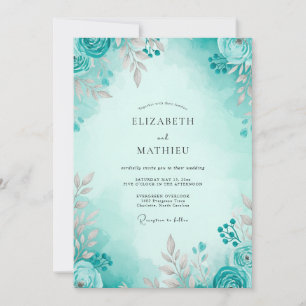 Convite Casamento Azul Claro e Arejado de Primavera