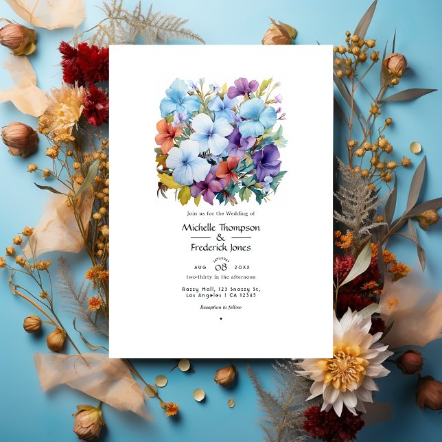 Convite Casamento Azul Claro, Turquesa e Marrom Avermelhad (Criador carregado)