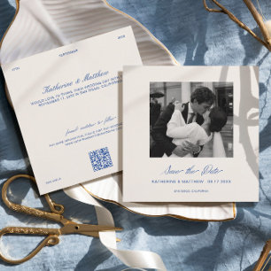 Convite Casamento Azul Cobalto Foto de Salvar a Data do Ca