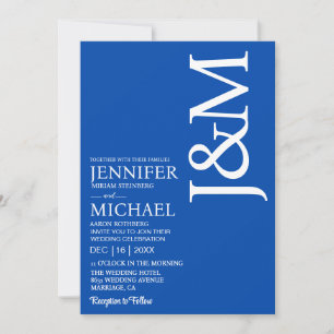 Convite Casamento Azul Cobalto Minimalista Oceano Azul
