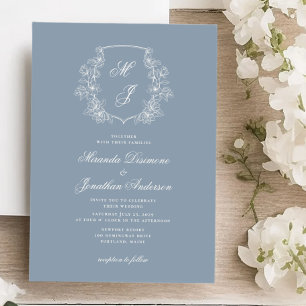 Convite Casamento Azul com Derrame de Peste do Monograma E