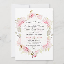 Convite Casamento Azul com Derrame Geométrico Chic Blush