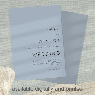 Convite Casamento Azul com Derrame Personalizado com Tipog