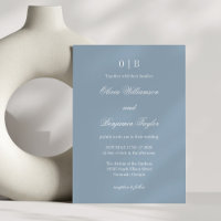 Casamento Azul com Dusty Clássico Monograma Minima