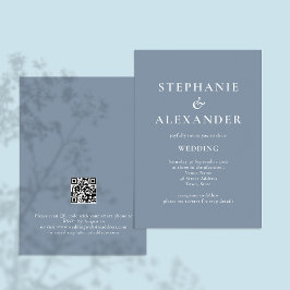 Convite Casamento Azul com Dusty do Código QR Moderno