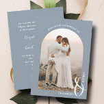Convite Casamento Azul com Dusty Foto Archada Romântica<br><div class="desc">Este convite romântico de casamento azul contém sua foto arquivada na frente e seus detalhes da cerimônia no verso. CORRESPONDENTE a itens na nossa coleção.</div>