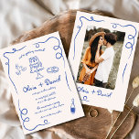 Convite Casamento Azul Com Foto Vintage Desenhada À Mão<br><div class="desc">Ponha o tom para uma celebração de eterno com este Convite de Casamento Whimsical Francês Vintage, Desenhado à Mão. Apresentando ilustrações florais artísticas e intrincadas e uma fonte romântica inspirada na safra, esta design exumenta elegância e charme. Seus elementos balísticos se combinam perfeitamente com a estética rural francesa, criando um...</div>