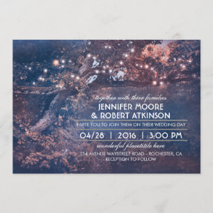 Convite Casamento Azul Da Floresta Rústica De Cordas De Ár