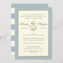 Convite Casamento Azul de Aço Náutico