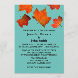 Convite Casamento Azul De Alho Laranja Queimado