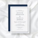 Convite Casamento Azul de Marinho Clássico Elegante<br><div class="desc">Convite de Casamento Azul de Marinho Clássico Elegante. Um elegante cheio clássico de nomes de marinho azul e branco de convite para casamento modelo para personalizá-lo com seus próprios detalhes pessoais de casamento. Um design simples, mas elegante, para uma celebração clássica de casamento de Maggie B Design Studio. Material de...</div>