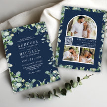 Casamento Azul de Marinho do Código QR de Foto Euc