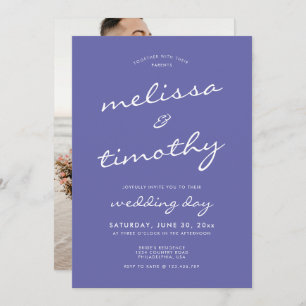 Convite Casamento Azul de Periwinkle com Script Minimalist