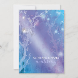 Convite Casamento Azul de Shimmering da Floresta Celestial