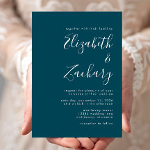 Casamento Azul de Teal com Script Moderno