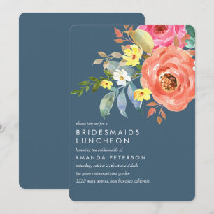 Convite Casamento azul do almoço cor-de-rosa chique das