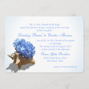 Convite Casamento azul do Hydrangea do litoral